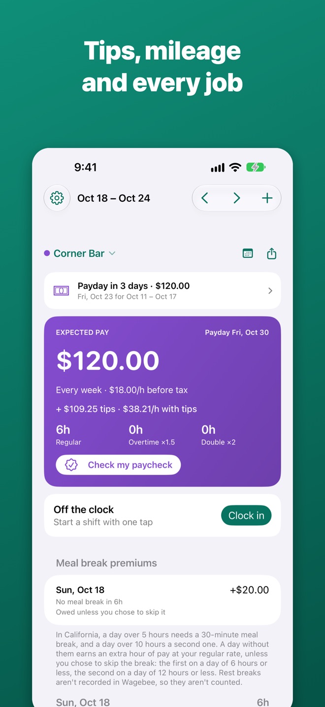 Bar job with cash and card tips